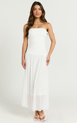 Cherie Midi Dress - Strapless Drop Waist Dress in Ivory