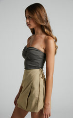 Chevy Mini Skirt - Wrap Skirt in Beige