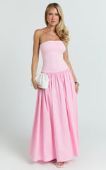 Cheyenne Maxi Dress - Strapless A Line Dress in Pink