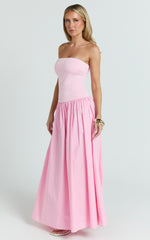 Cheyenne Maxi Dress - Strapless A Line Dress in Pink