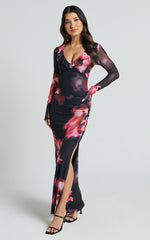 Chrissy Maxi Skirt - High Waisted Mesh Skirt in Daze Print