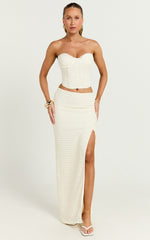 Christina Maxi Skirt - Crochet Maxi Skirt With Front Split in Cream