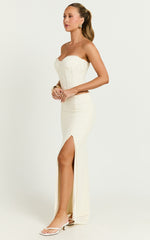 Christina Maxi Skirt - Crochet Maxi Skirt With Front Split in Cream