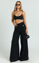 Clara Pants - High Waisted Wide Leg Pants in Black
