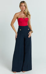 Clara Pants - High Waisted Wide Leg Pants in Navy