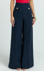 Clara Pants - High Waisted Wide Leg Pants in Navy