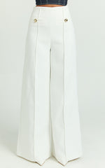 Clara Pants - High Waisted Wide Leg Pants in White