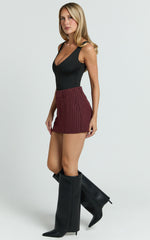 Clara Skort - Pinstripe Skort in Brown Stripe