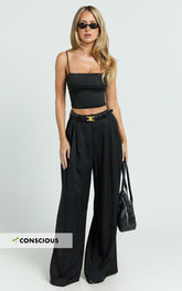 Clarke Pants - High Waist Wide Leg Pants in Black