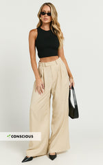 Clarke Pants - High Waist Wide Leg Pants in Stone