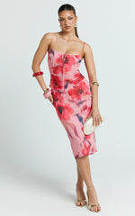 Claudia Maxi Skirt - Floral Bias Cut Skirt in Pink Floral