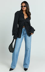 Cody Shirt - Ruched Detail Scrunch Shirt in Black