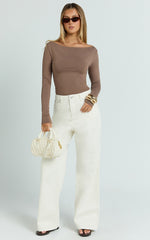 Cole Jeans - High Waist Relaxed Wide Leg Recycled Denim Jeans in Ecru