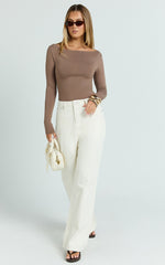 Cole Jeans - High Waist Relaxed Wide Leg Recycled Denim Jeans in Ecru