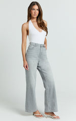 Cole Jeans - High Waist Relaxed Wide Leg Recycled Denim Jeans in Grey