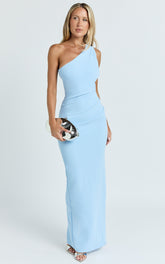 Criselda Maxi Dress - One Shoulder Maxi Dress in Blue