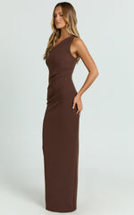 Criselda Maxi Dress - One Shoulder Maxi Dress in Chocolate