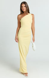 Criselda Maxi Dress - One Shoulder Maxi Dress in Lemon
