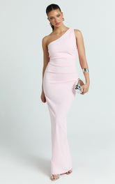 Criselda Maxi Dress - One Shoulder Maxi Dress in Pink