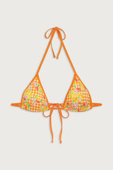 Nick Floral Triangle Bikini Top - Marigold Gingham