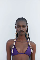 Nick Shine Triangle Bikini Top - Candied Violet