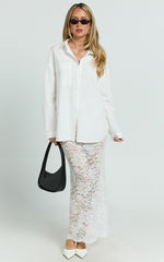 Dahlia Midi Skirt - Lace Skirt in White