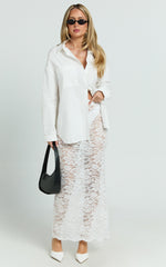 Dahlia Midi Skirt - Lace Skirt in White