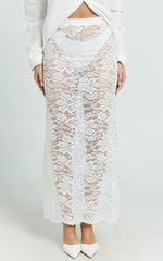 Dahlia Midi Skirt - Lace Skirt in White