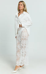 Dahlia Midi Skirt - Lace Skirt in White
