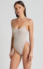 Daramie Bodysuit - Underbust Detail Bodysuit in Sand