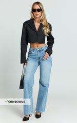 Darcie Jeans - Baggy Recycled Denim Jeans in Mid Blue Wash