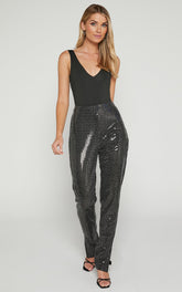 Deola Pant - Sequin High Waisted Skinny Leg in Black