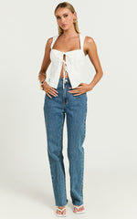 Dexter Jeans - High Waisted Straight Leg Denim Jeans in Dark Blue Wash