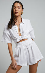 Donita Shorts - Elastic Waist Shorts in White