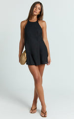 Dorothy Mini Dress - Backless Beaded Smock Mini Dress in Black