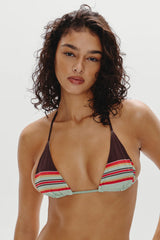 Nick Striped Triangle Bikini Top - Desert Dusk