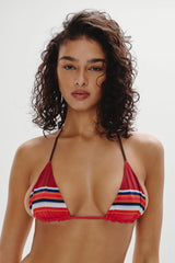 Nick Striped Triangle Bikini Top - Sandstone
