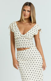 Elise Top - Gather Bust and Shoulder Strap Top in White