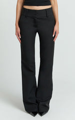 Elliot Pants - Mid Rise Pinstripe Bootleg Pants in Black