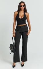 Elliot Pants - Mid Rise Pinstripe Bootleg Pants in Black Pinstripe