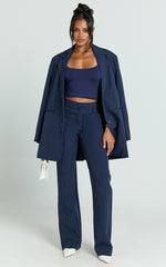 Elliot Pants - Mid Rise Pinstripe Bootleg Pants in Navy