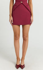 Elly Skirt - Tailored Mini Skirt in Wine