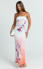Elouise Maxi Dress - Strapless Dress in Orchid Ombre