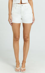 Erin Shorts - High Rise Denim Shorts in White Denim