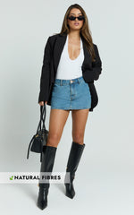 Fabia Skort - Denim Mid Rise Skort in Light Blue Wash