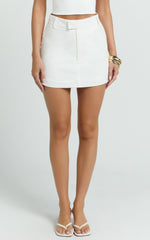 Farrow Mini Skirt - Tailored Linen Skirt in White
