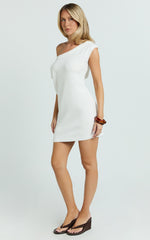 Fiona Mini Dress - Off Shoulder Relaxed Knit Dress in Off White