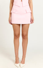Florence Mini Skirt - Faux Pocket A Line Skirt in Pale Pink