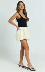 Franklin Mini Dress - Scoop Neck Bubble Hem Dress in Black and Cream