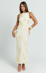 Freya Maxi Dress - Boat Neck Backless Dress in Yellow